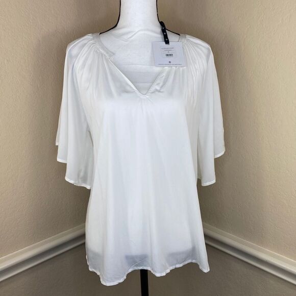 Agnes & Dora Flutter Sleeve‎ Blouse Ivory XS top - Picture 2 of 10